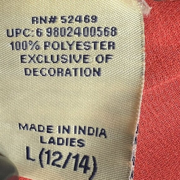 Y2K 90s Babydoll Top Womens L Red Chiffon Blouse 3/4 Bell Sleeve Sheer Ruffle - Picture 15 of 15